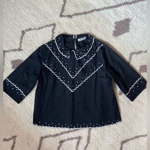 Batsheva Black Peter Pan Collar Blouse Size 6